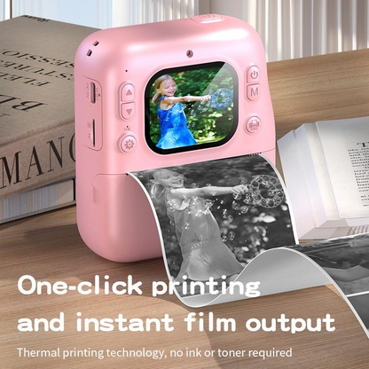 Dijital Fotoğraf Çıkaran Video Kaydedici Taşınabilir Anında Baskı Çıkaran Çocuk Kamerası Pembe