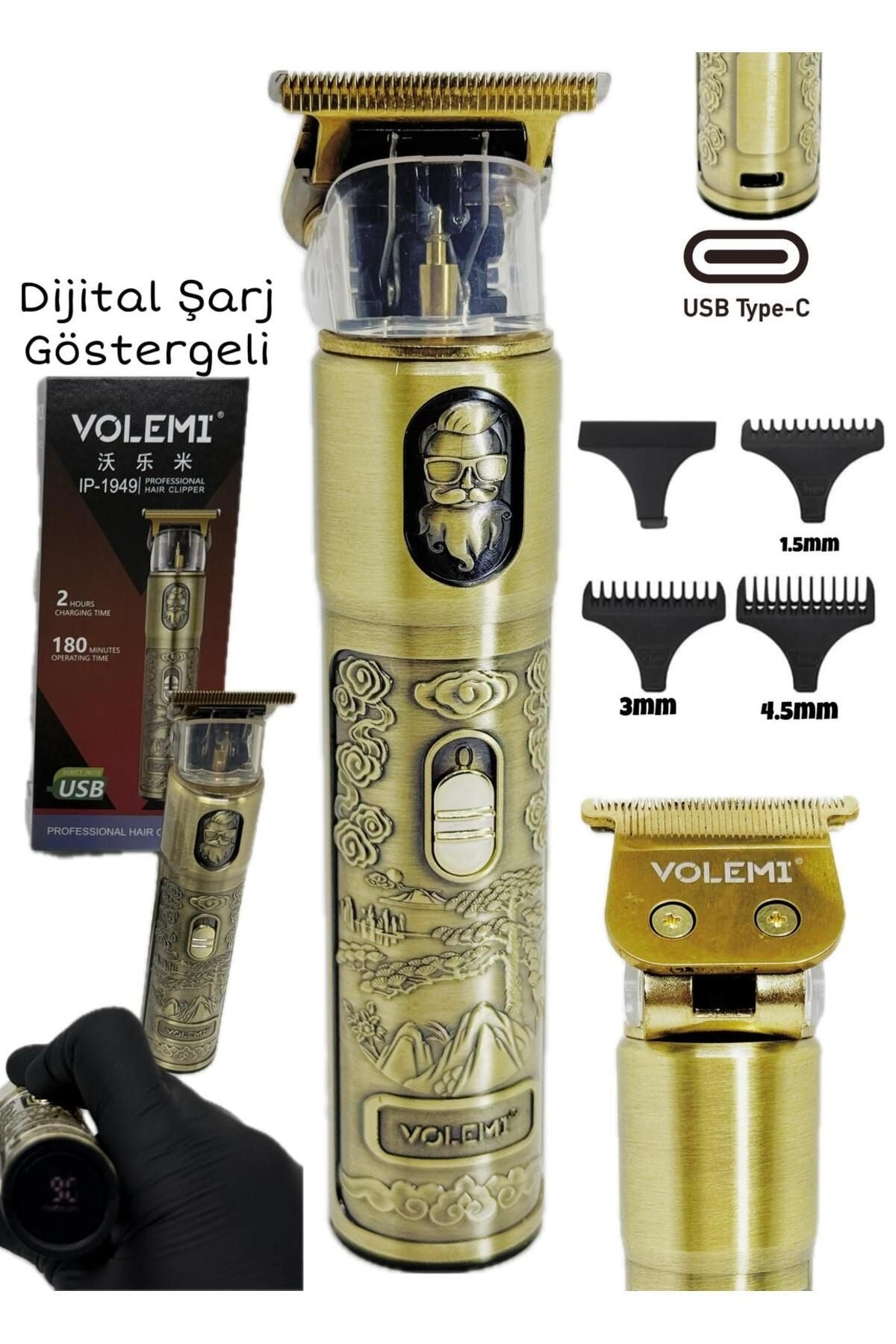Dijital Göstergeli Saç Sakal Tıraş Makinesi - Sıfıra Yakın - IP-1949 (5643)