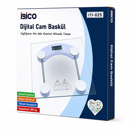 DİJİTAL - PİLLİ KARE BANYO BASKÜL TERAZİ TARTI LCD EKRAN 180KG/0.1G 30X30CM İ11-025 (5643)