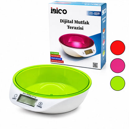 DİJİTAL - PİLLİ MUTFAK TERAZİ TARTI KASELİ - 5KG/1GR (5643)