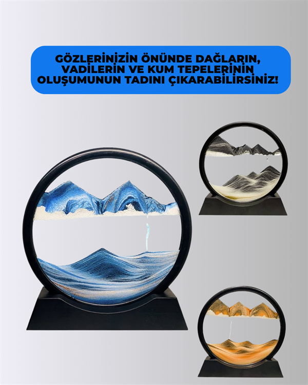 Döndürülebilir Dinamik Kum Tablosu – Stres Giderici, Yüksek Kaliteli Cam ve Doğal Kum ile Sanatsal Masa Dekoru
