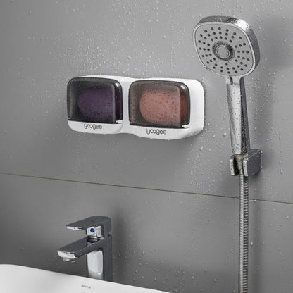 Duvara Monte İkili Kapaklı Plastik Katı Sabunluk Organizer – Banyo & Mutfak İçin Yapışkanlı Sabun Kutusu ve Düzenleyici (5643)