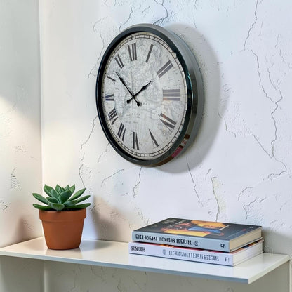 Krom Imperium 52 Cm Metal Dünya Haritası Duvar Saati