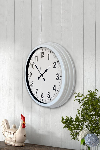 40 cm Beyaz Metal Standart Duvar Saati