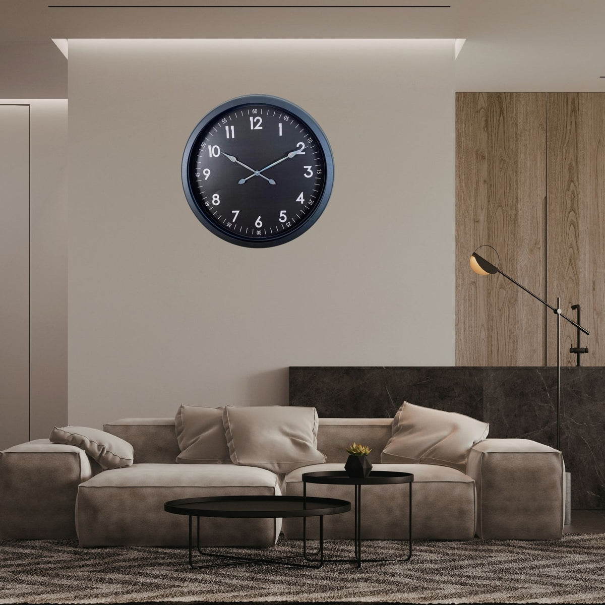 Siyah Klasik 60 x 60 Cm Metal Duvar Saati