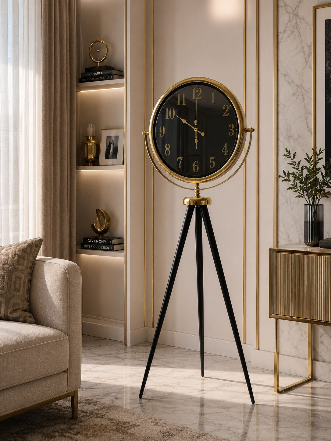 Gold Elite Aynalı Tripod 150 x 45 Cm Ayaklı Saat