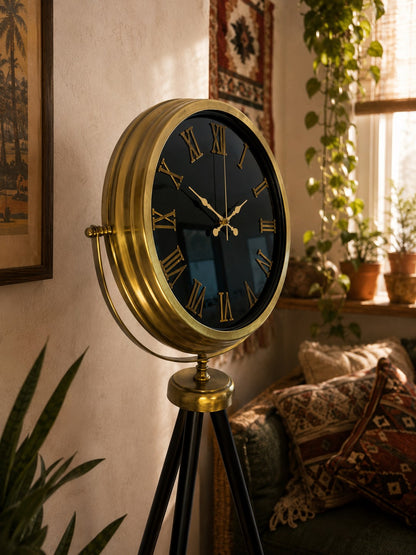 Eskitme Antique Aynalı Tripod 150 x 45 Cm Ayaklı Saat