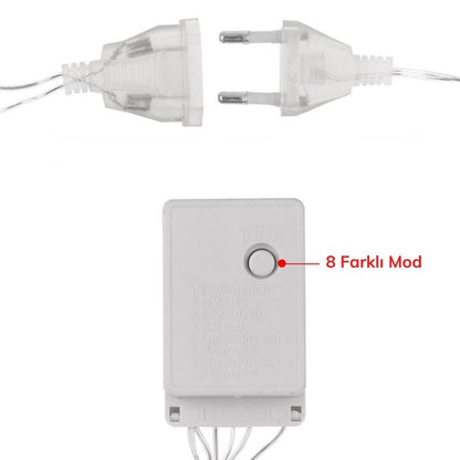 BUFFER® 8 Fonksiyonlu 16 Saçaklı Perde Led 3 x 1 (Günışığı)