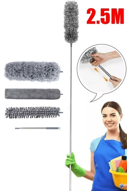 BUFFER® Teleskopik 3'lü Mop Toz Alma Püskülü Çok Fonksiyonlu Temizlik Seti
