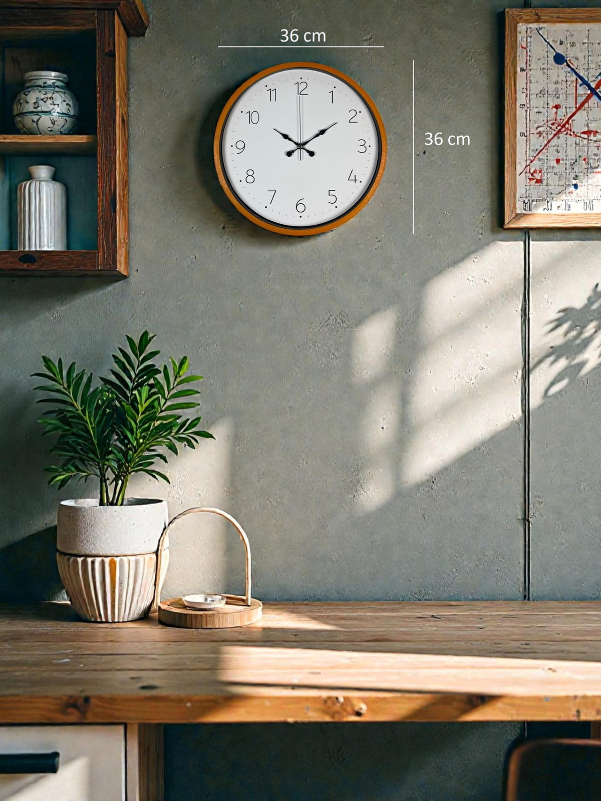 36 Cm Turuncu Dekoratif Duvar Saati