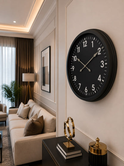 Siyah Standart Elegance 60 x 60 Cm Metal Duvar Saati