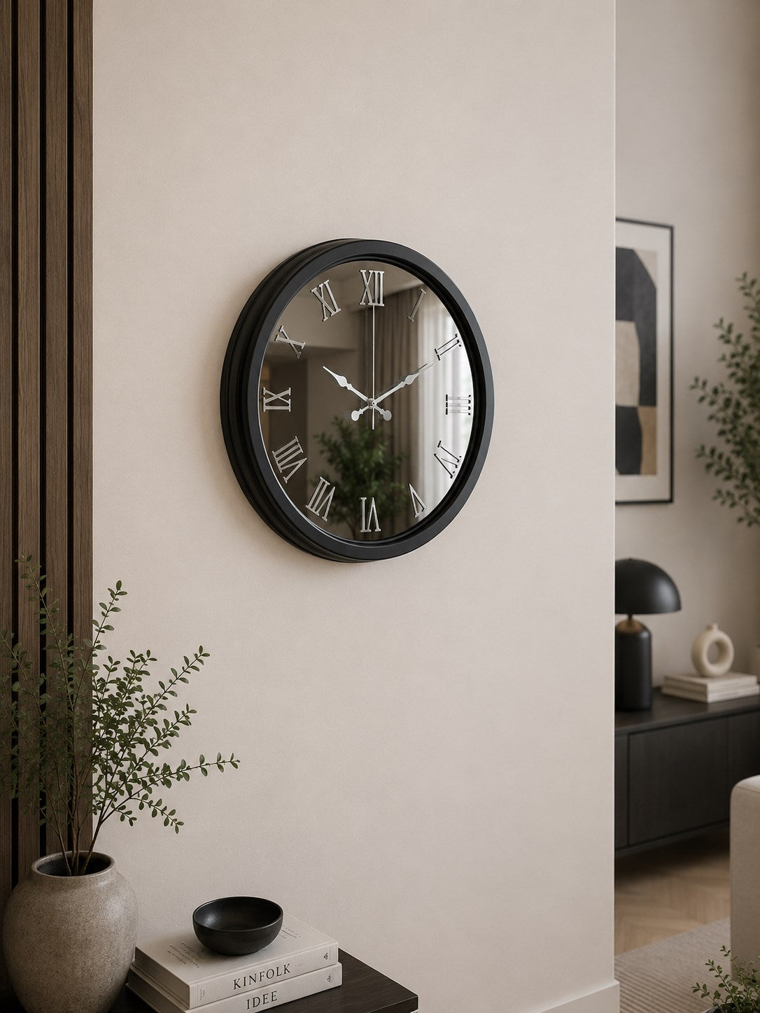 Siyah Imperial Aynalı 40 x 40 Cm Duvar Saati