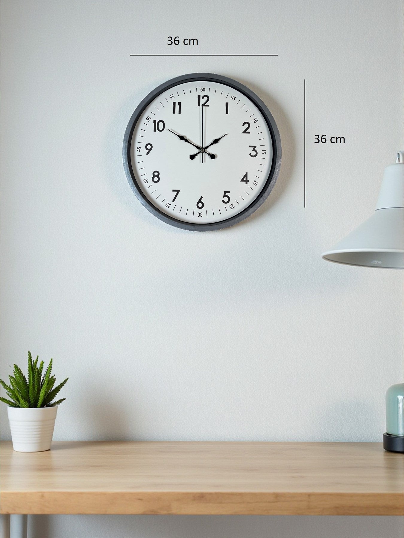 36 Cm Gri Dekoratif Duvar Saati