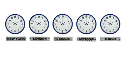 Lacivert World Navy 36 Cm Tabelalı 5’li Saat Seti