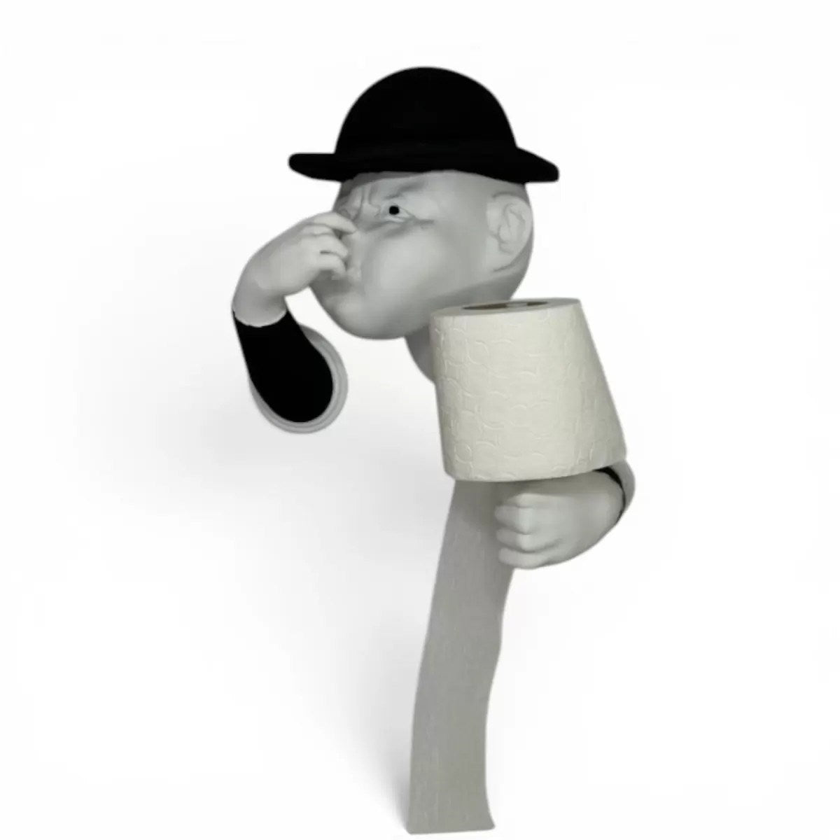 3d İnsan Figürlü Tuvalet Kağıdı Askılığı – Eğlenceli Banyo Dekoru Siyah