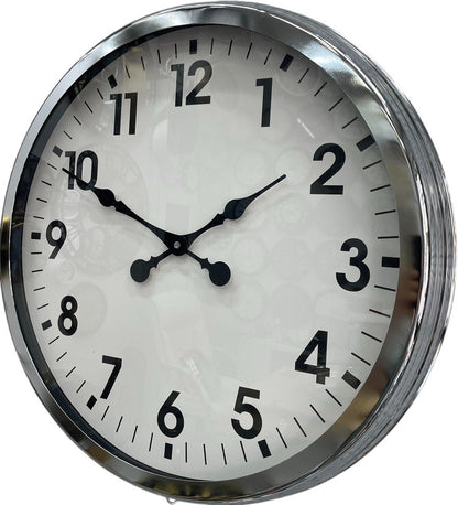 60 cm Krom Metal Duvar Saati