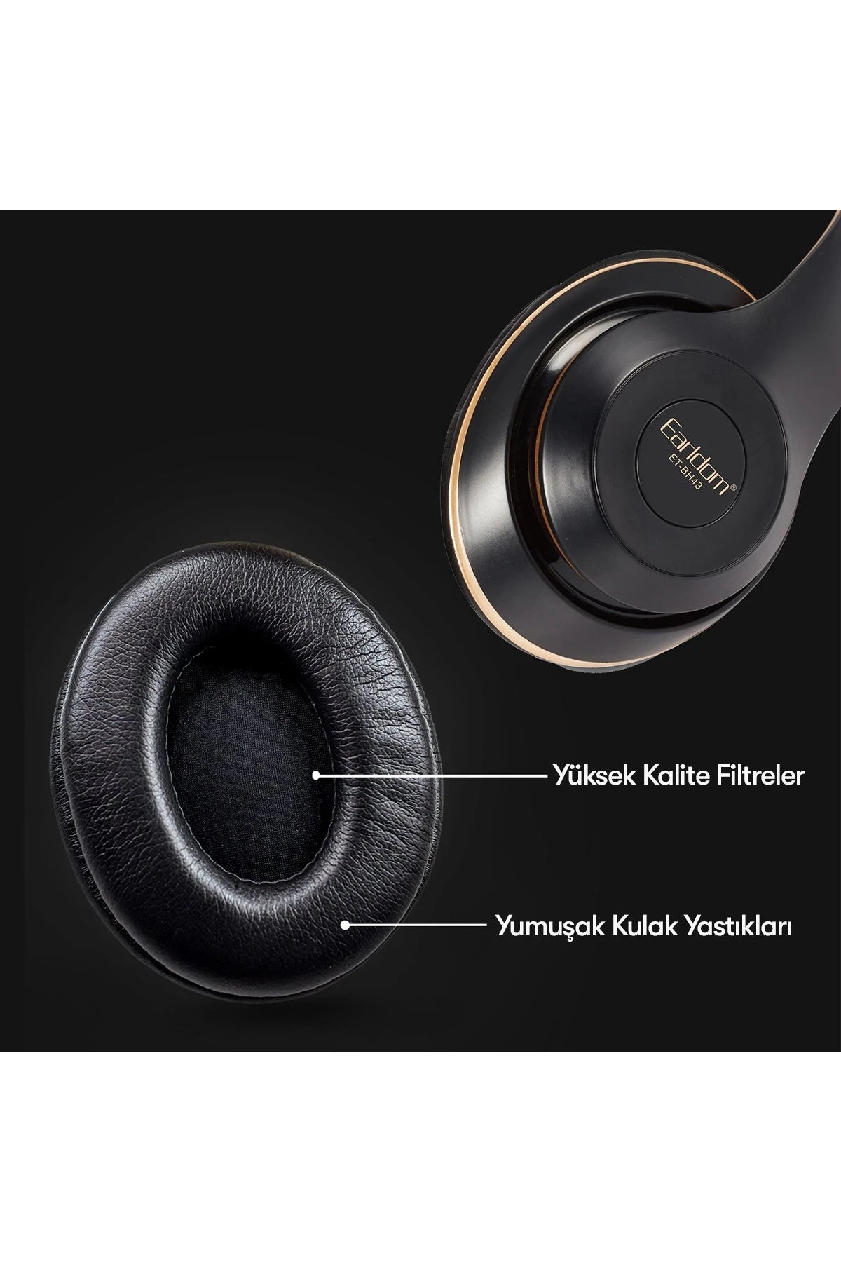 Earldom BH43 Katlanabilir Kafaüstü Bluetooth Kulaklık - Siyah