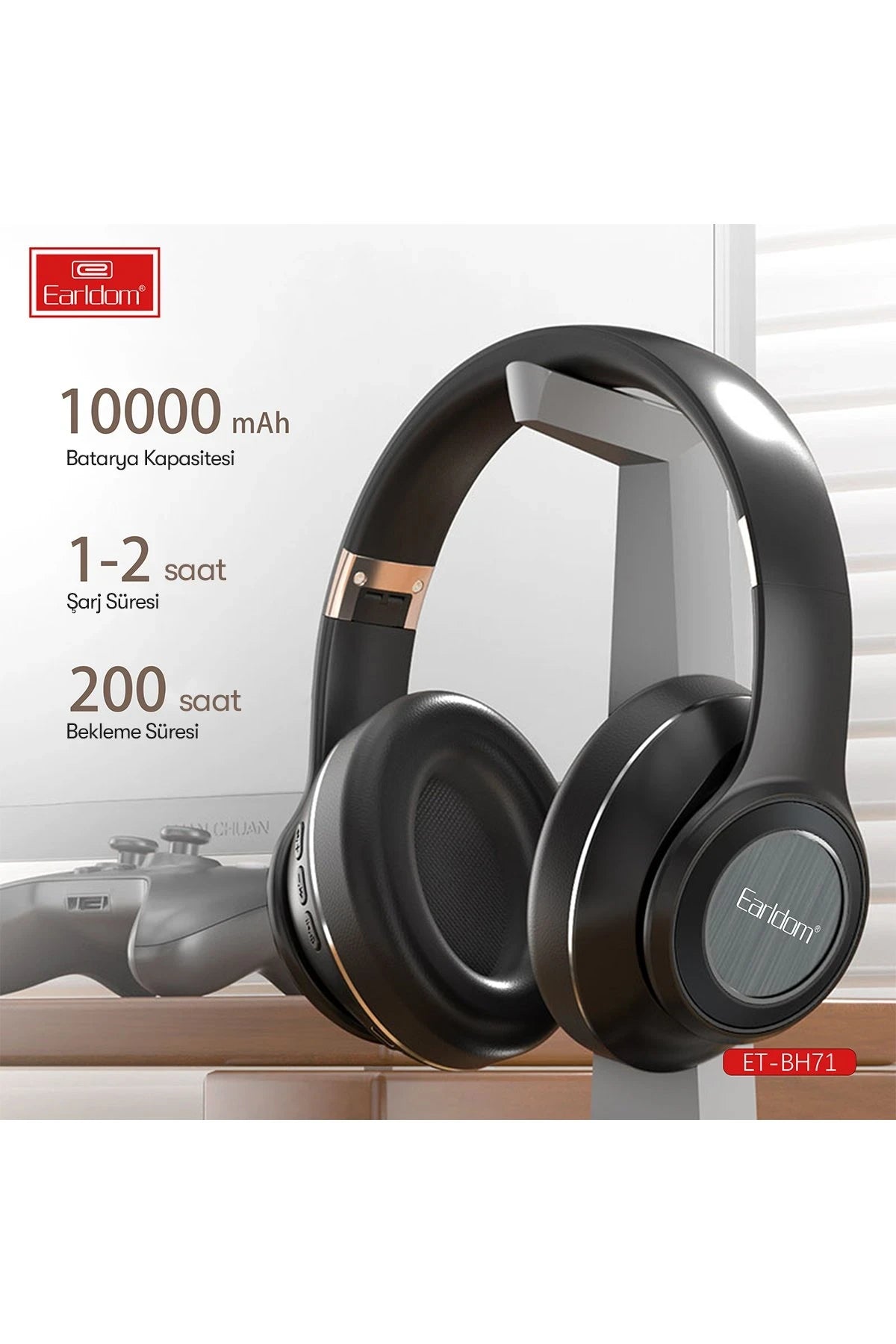 Earldom BH71 Kafaüstü Bluetooth Kulaklık - Siyah