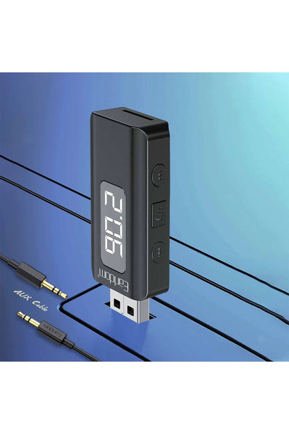 Earldom BR17 BT 5.3 SD Kart ve Aux Çıkışlı Arama Destekli Dijital Ekranlı 2in1 USB FM Transmitter - Siyah