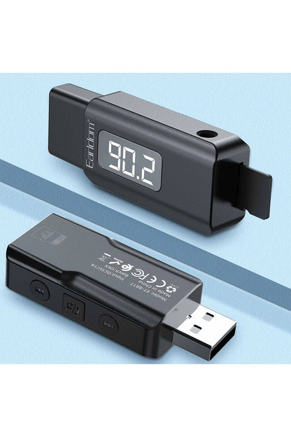 Earldom BR17 BT 5.3 SD Kart ve Aux Çıkışlı Arama Destekli Dijital Ekranlı 2in1 USB FM Transmitter - Siyah