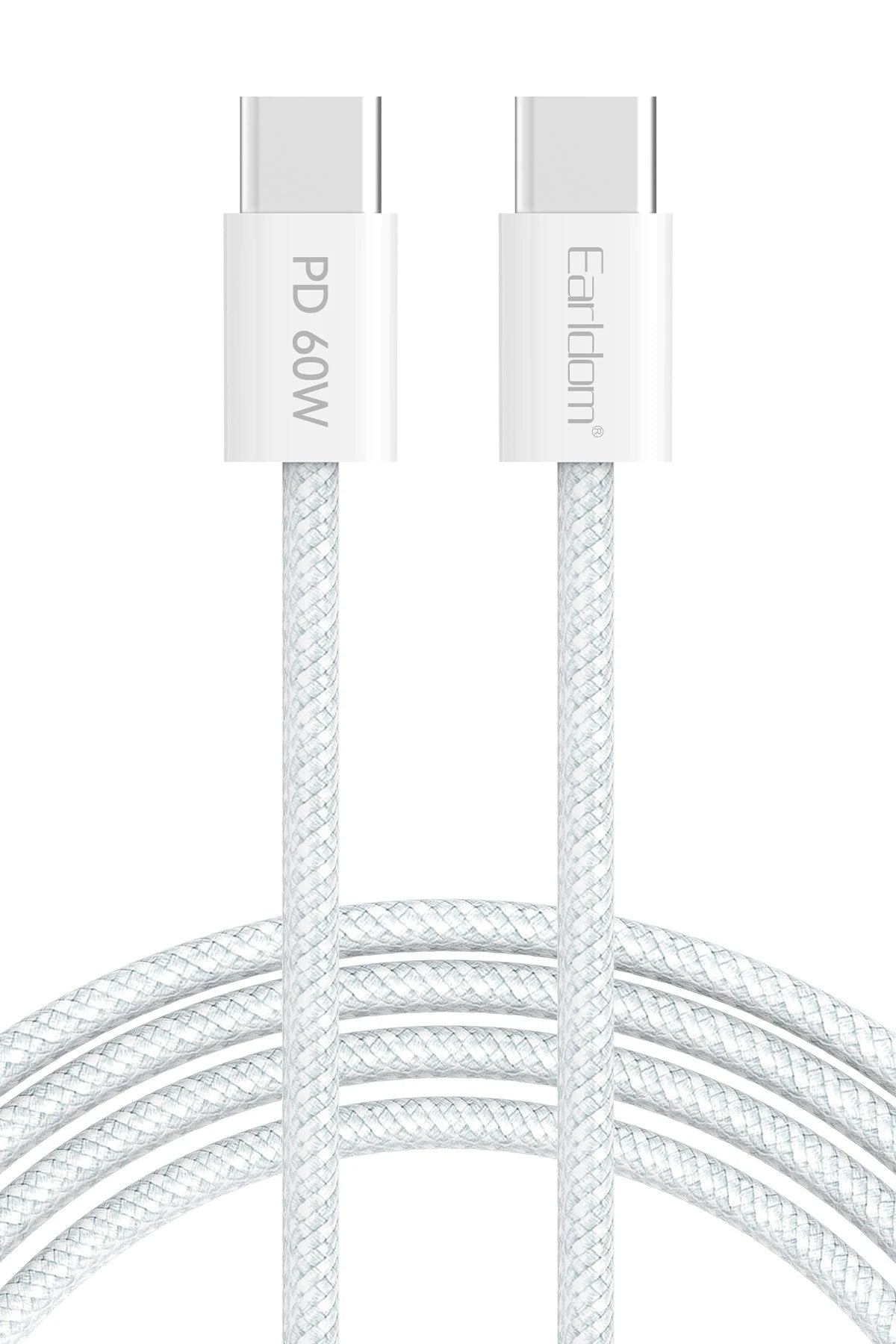 Earldom EC-190CC 2M 60W iPhone 15 Serisi ile Uyumlu Type-C to Type-C PD Hızlı Şarj Kablosu - Beyaz