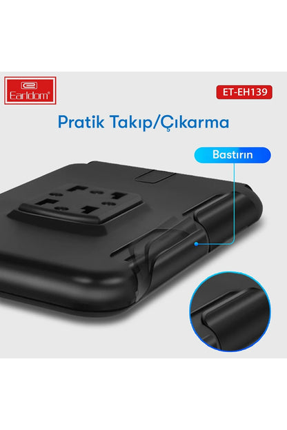 Earldom EH139 Motosiklet İçin Su Geçirmez Ayarlanabilir Telefon Tutucu - Siyah