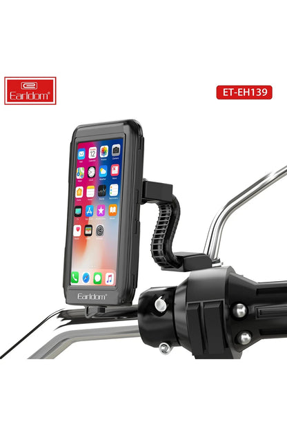 Earldom EH139 Motosiklet İçin Su Geçirmez Ayarlanabilir Telefon Tutucu - Siyah