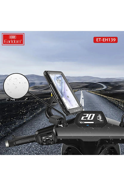Earldom EH139 Motosiklet İçin Su Geçirmez Ayarlanabilir Telefon Tutucu - Siyah
