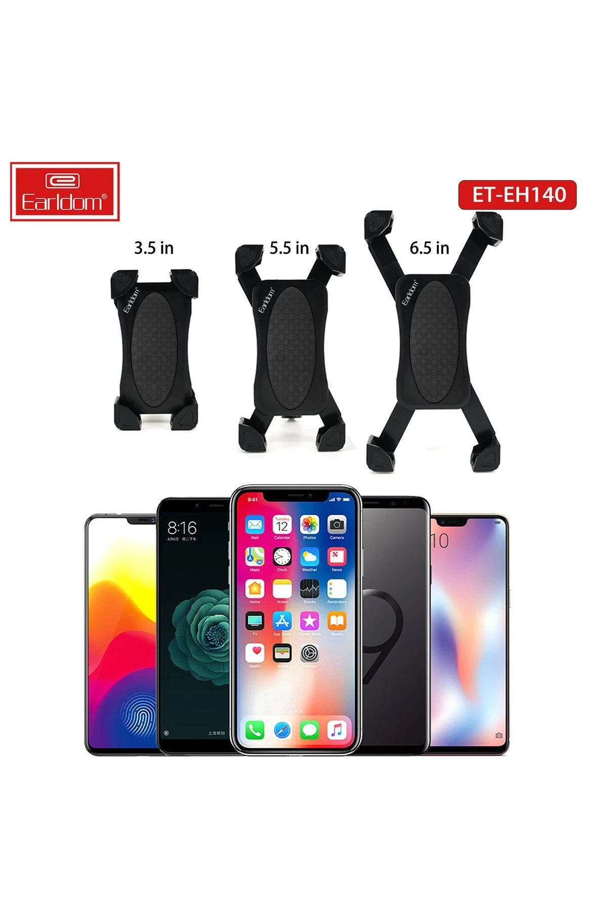 Earldom EH140 Motosiklet İçin Ayarlanabilir Telefon Tutucu - Siyah