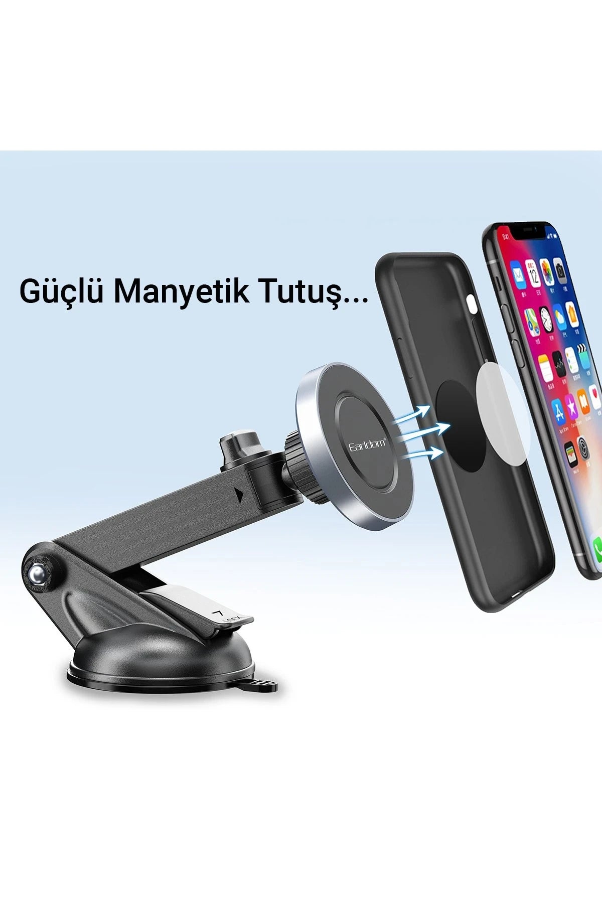 Earldom EH211 Ayarlanabilir Vantuzlu Magsafe Araç Tutucu - Siyah