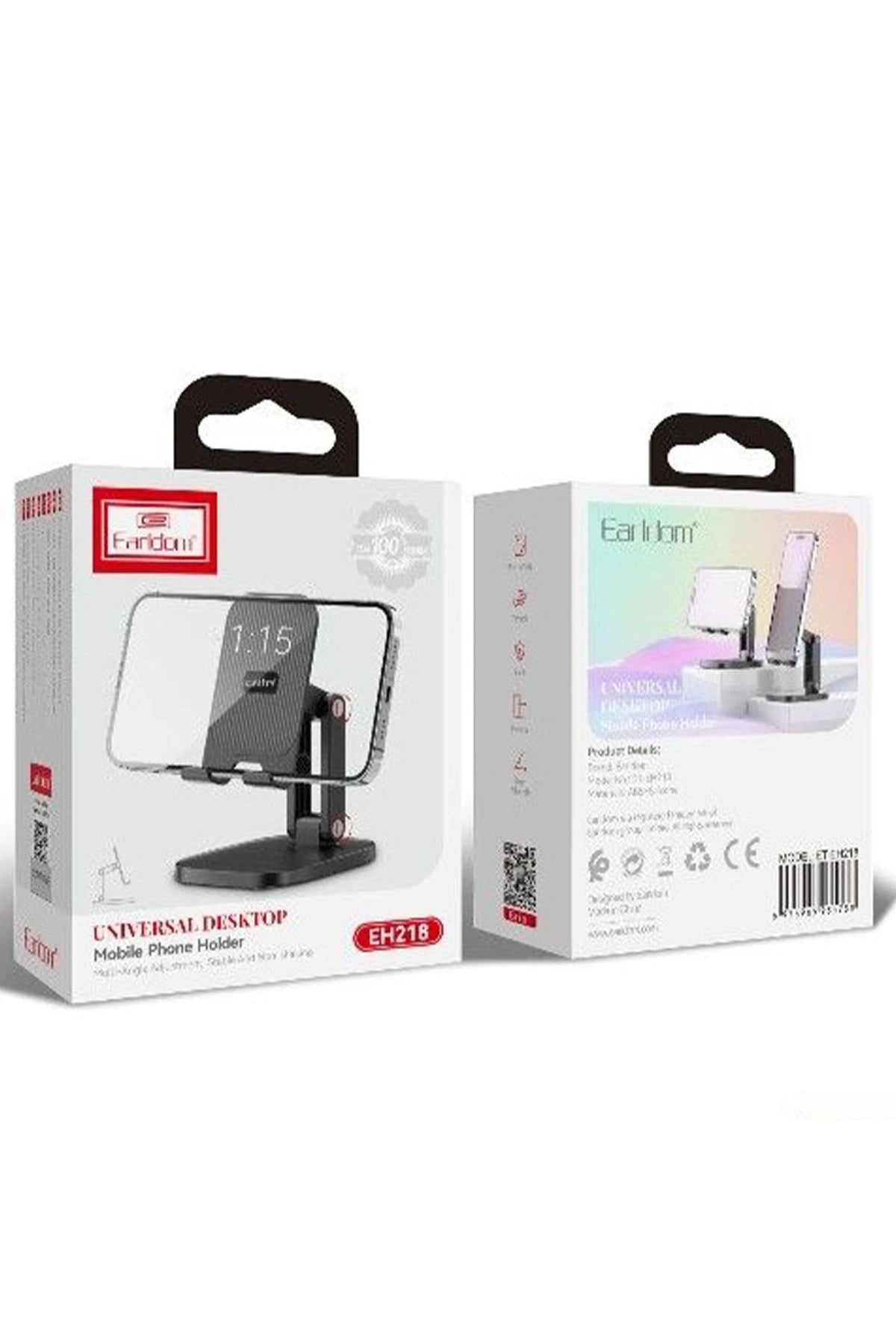 Earldom EH218 Ayarlanabilir Katlanabilir Masaüstü Telefon ve Mini Tablet Tutucu - Siyah
