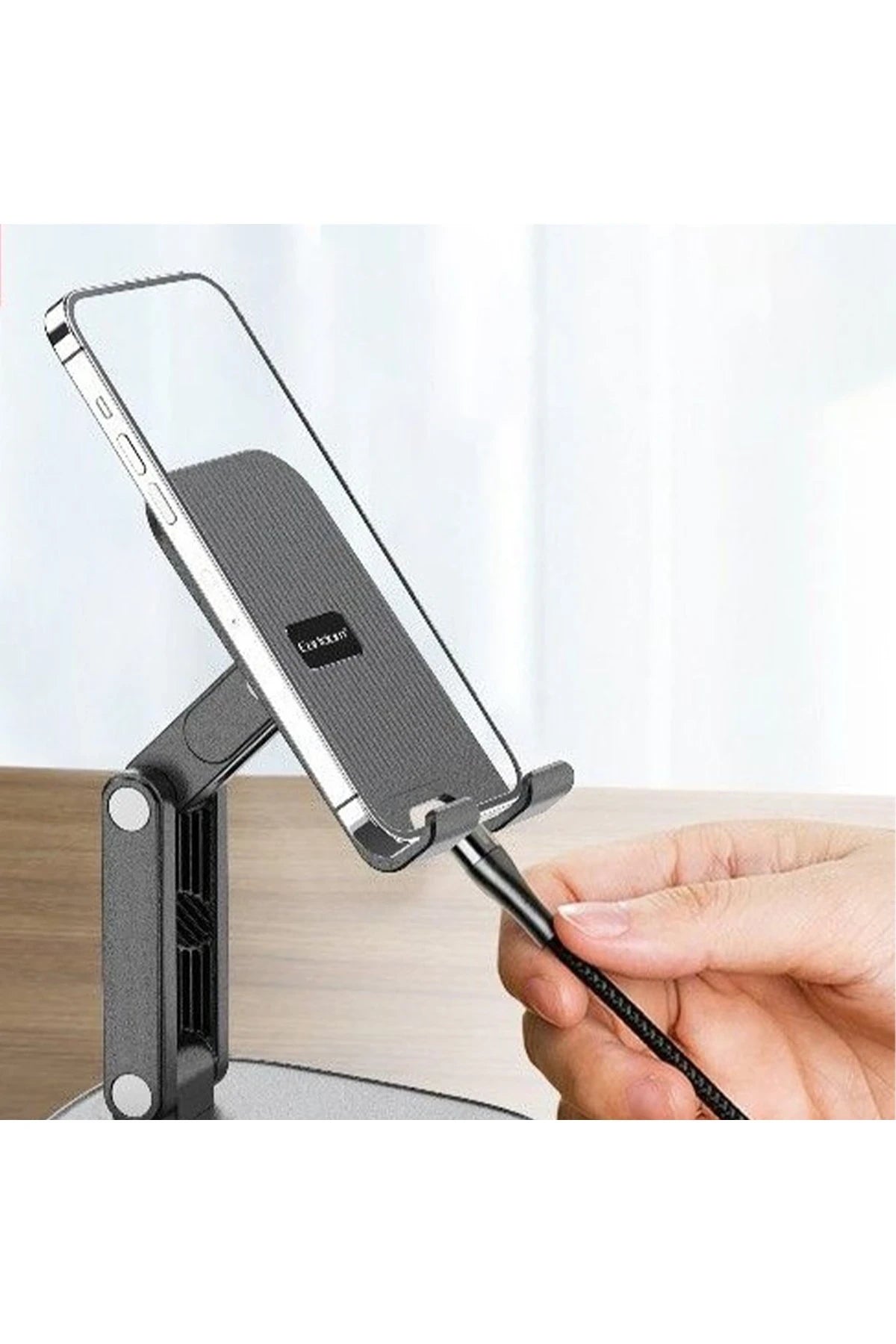 Earldom EH218 Ayarlanabilir Katlanabilir Masaüstü Telefon ve Mini Tablet Tutucu - Siyah