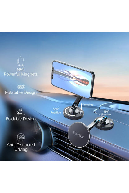 Earldom EH266 360 Derece Ayarlanabilir Yapışkanlı Mıknatıslı Magsafe Araç Tutucu - Siyah