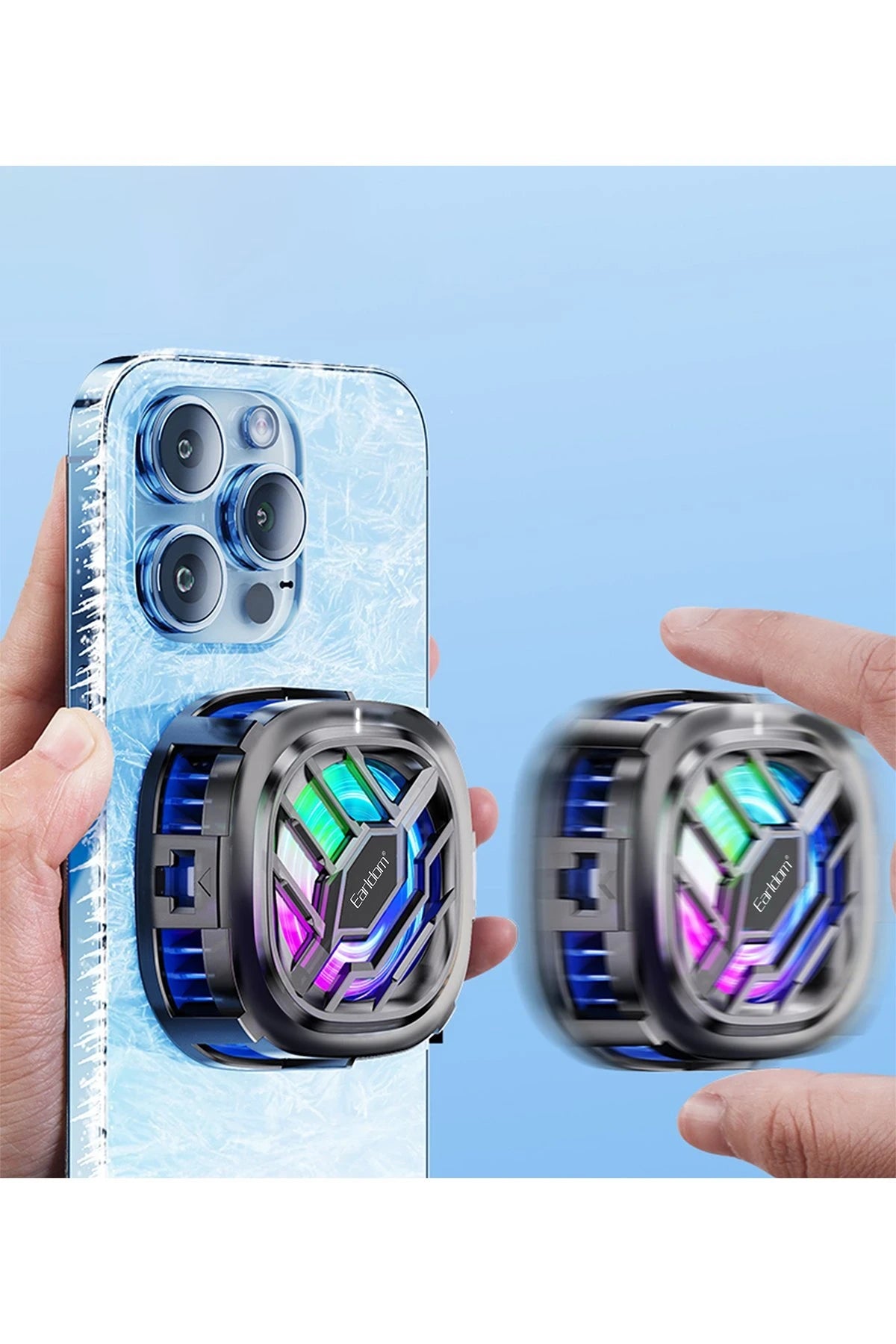 Earldom F12 RGB Radyatör Telefon Soğutucu Fan - Siyah