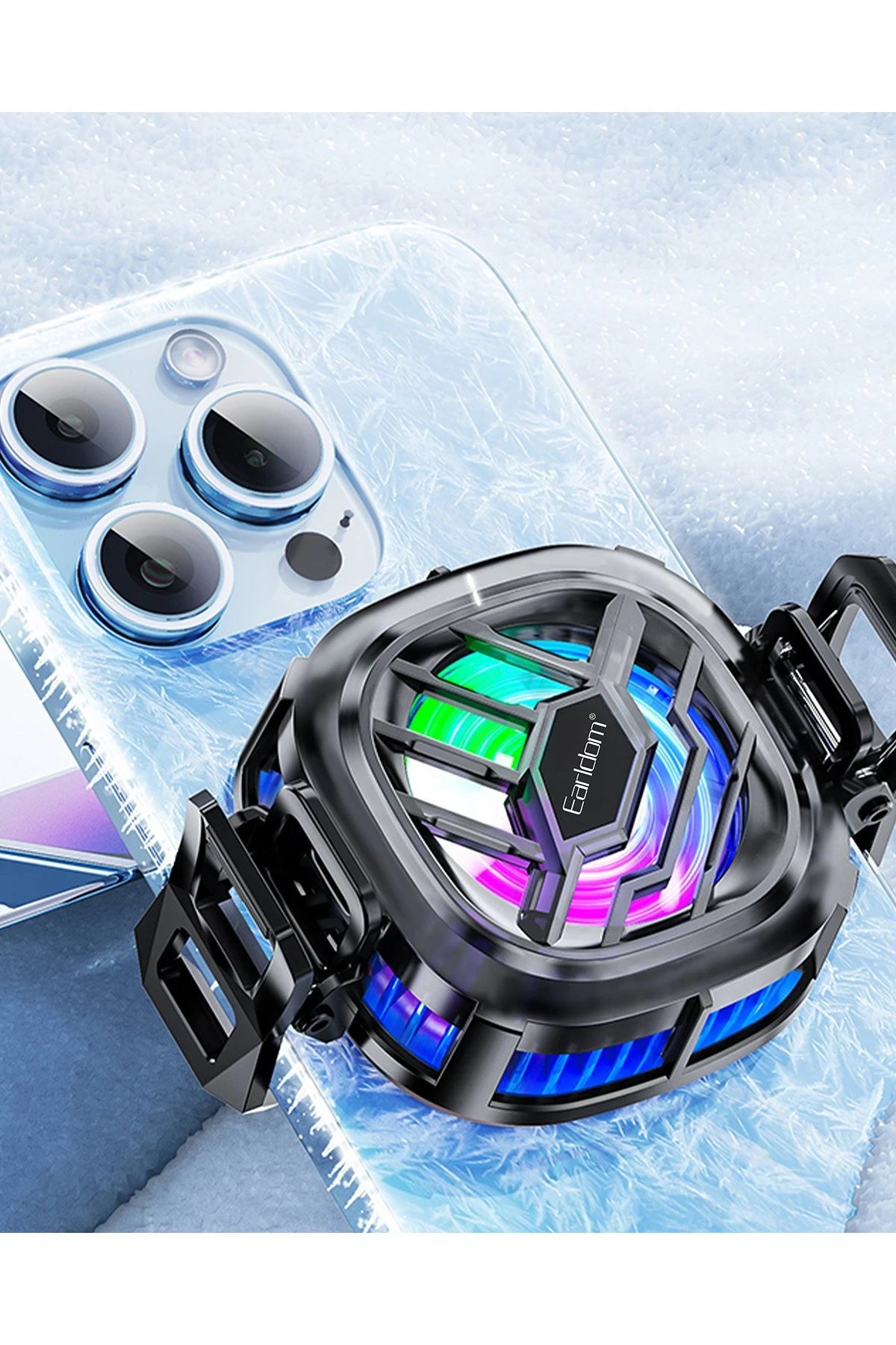 Earldom F12 RGB Radyatör Telefon Soğutucu Fan - Siyah