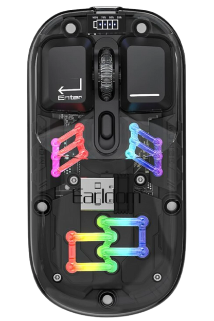 Earldom KM16 1600 DPI Sessiz Transparan Yapılı RGB Kablosuz Ofis Mouse - Siyah