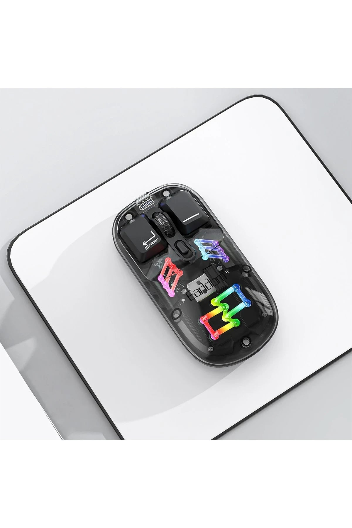 Earldom KM16 1600 DPI Sessiz Transparan Yapılı RGB Kablosuz Ofis Mouse - Siyah