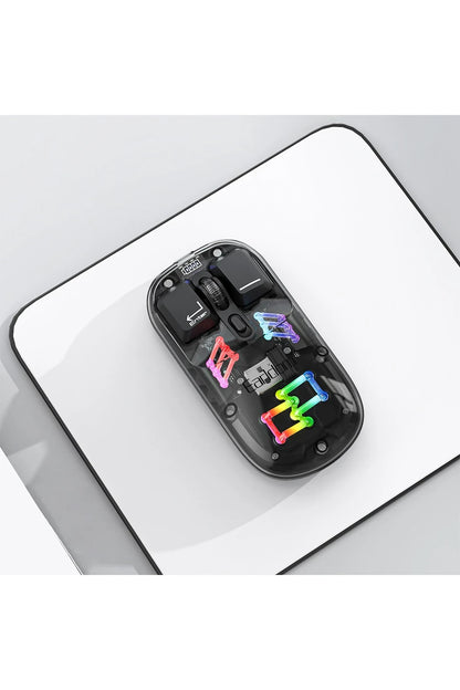 Earldom KM16 1600 DPI Sessiz Transparan Yapılı RGB Kablosuz Ofis Mouse - Siyah
