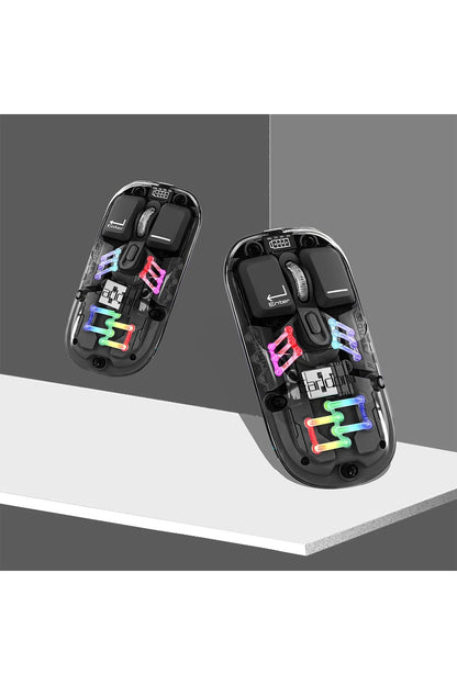 Earldom KM16 1600 DPI Sessiz Transparan Yapılı RGB Kablosuz Ofis Mouse - Siyah