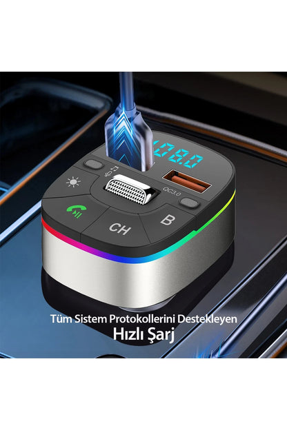 Earldom M74 Bluetooth USB 3.0 Dijital Ekranlı FM Transmitter - Siyah