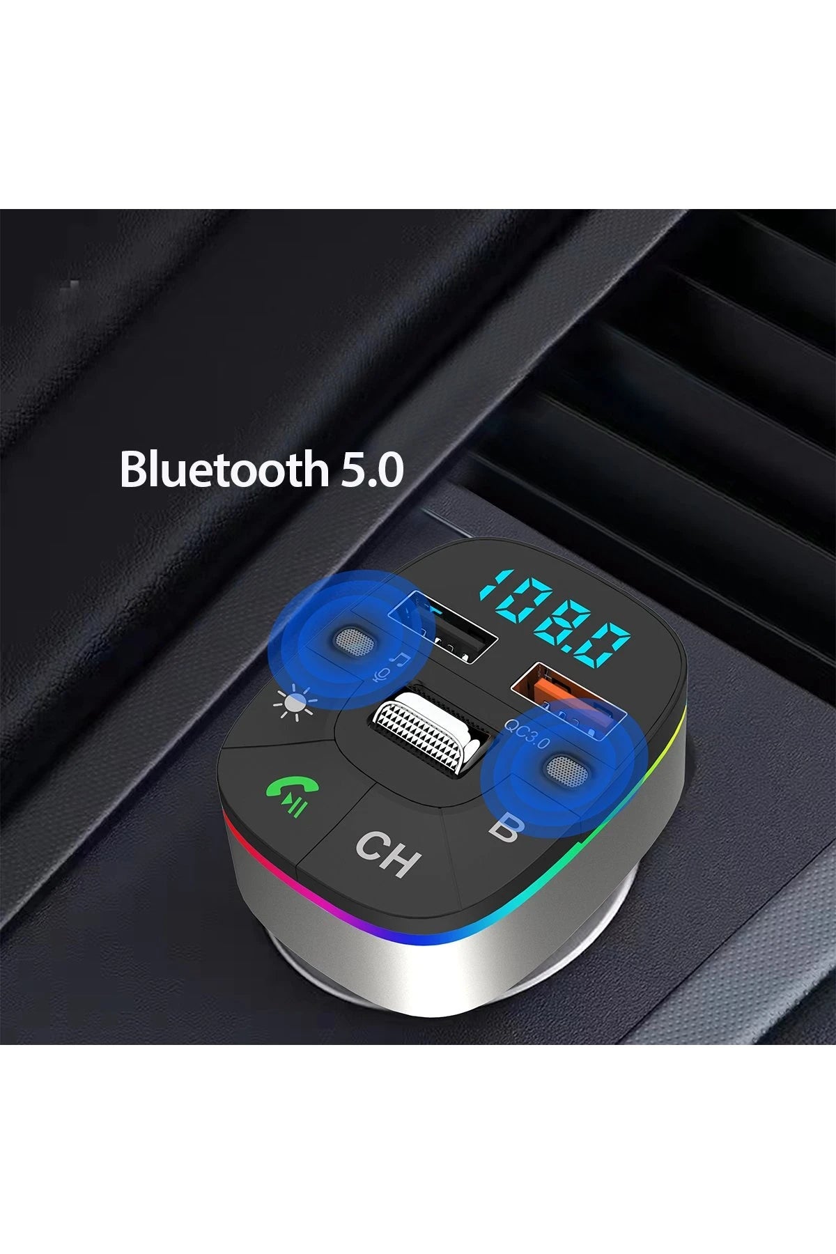 Earldom M74 Bluetooth USB 3.0 Dijital Ekranlı FM Transmitter - Siyah