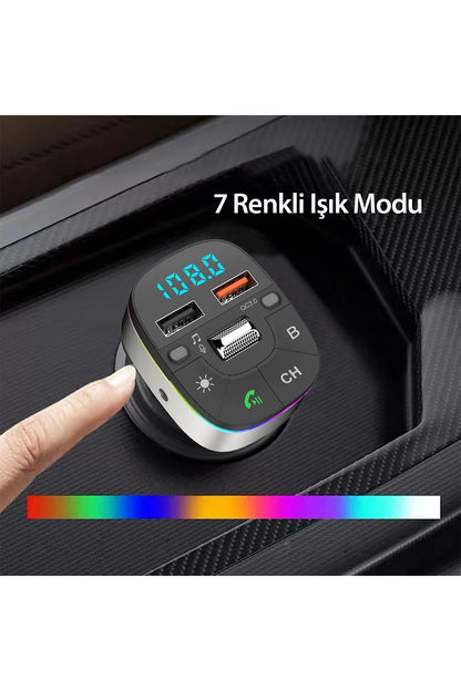 Earldom M74 Bluetooth USB 3.0 Dijital Ekranlı FM Transmitter - Siyah