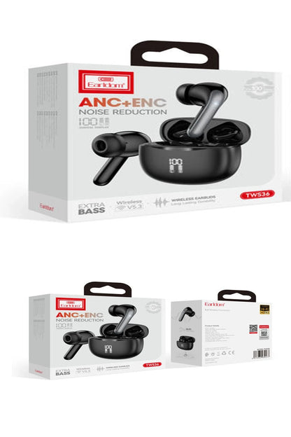 Earldom TWS36 Aktif Gürültü Engelleyici Özellikli Bluetooth 5.3 Kablosuz Airpods Kulaklık - Siyah