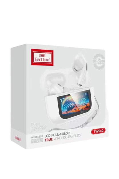Earldom TWS40 Aktif Gürültü Engelleyici Özellikli Dijital Ekranlı Bluetooth 5.3 Kablosuz Airpods Kulaklık - Beyaz