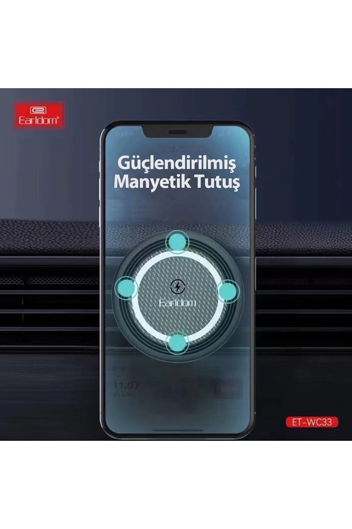 Earldom WC33 Ayarlanabilir Magsafe Araç Tutucu - Siyah