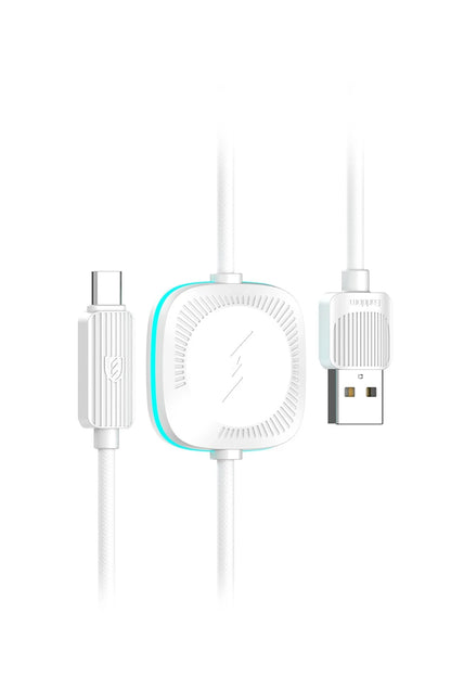 Earldom WC39 1.2M 15W Usb to Type-C ve 2.5W Kablosuz Saat Şarj Çıkışlı 2in1 Hızlı Şarj Kablosu - Beyaz