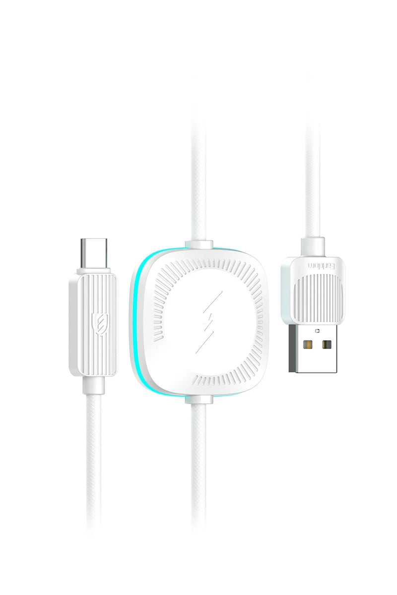 Earldom WC39 1.2M 15W Usb to Type-C ve 2.5W Kablosuz Saat Şarj Çıkışlı 2in1 Hızlı Şarj Kablosu - Beyaz