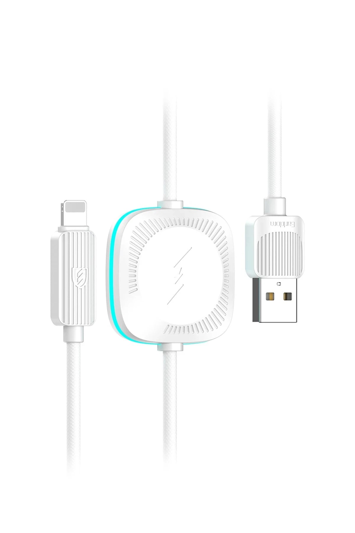 Earldom WC40 1.2M 12W Usb to Lightning ve 2.5W Kablosuz Saat Şarj Çıkışlı 2in1 Hızlı Şarj Kablosu - Beyaz