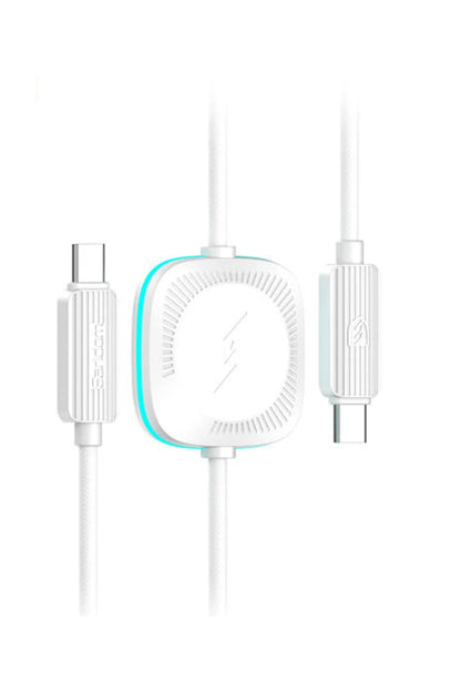 Earldom WC42 1.2M 60W Type-C to Type-C ve 2.5W Kablosuz Saat Şarj Çıkışlı 2in1 PD Hızlı Şarj Kablosu - Beyaz