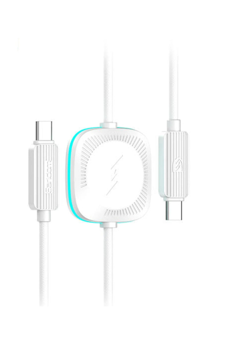 Earldom WC42 1.2M 60W Type-C to Type-C ve 2.5W Kablosuz Saat Şarj Çıkışlı 2in1 PD Hızlı Şarj Kablosu - Beyaz